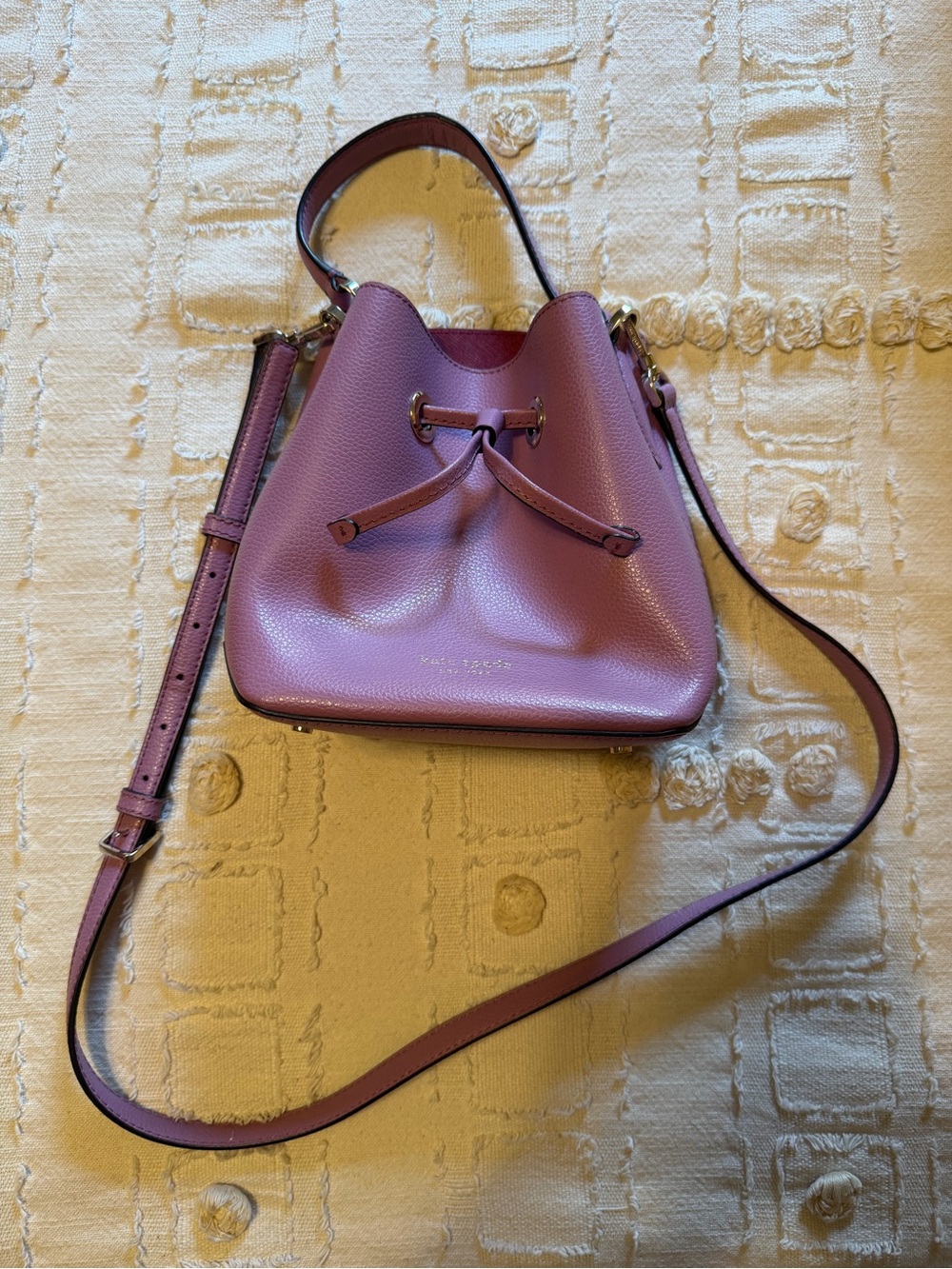 kate spade Lilac Drawstring Pebbled Leather Crossbody Bag